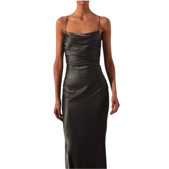 Shona Joy x Free People La Lune Lace Back 6 / Sm Green Silky Maxi Formal - Picture 5 of 10